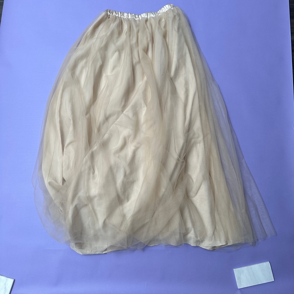 Azazie Cream Tulle A-Line Skirt